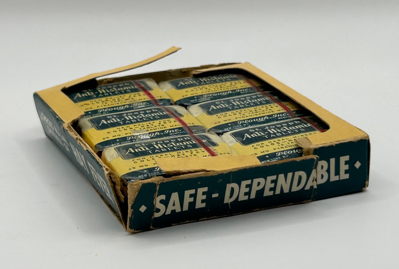 Vintage St. Joseph Anti-Histamin Tablets Full Display 12 Unopened c.1940s