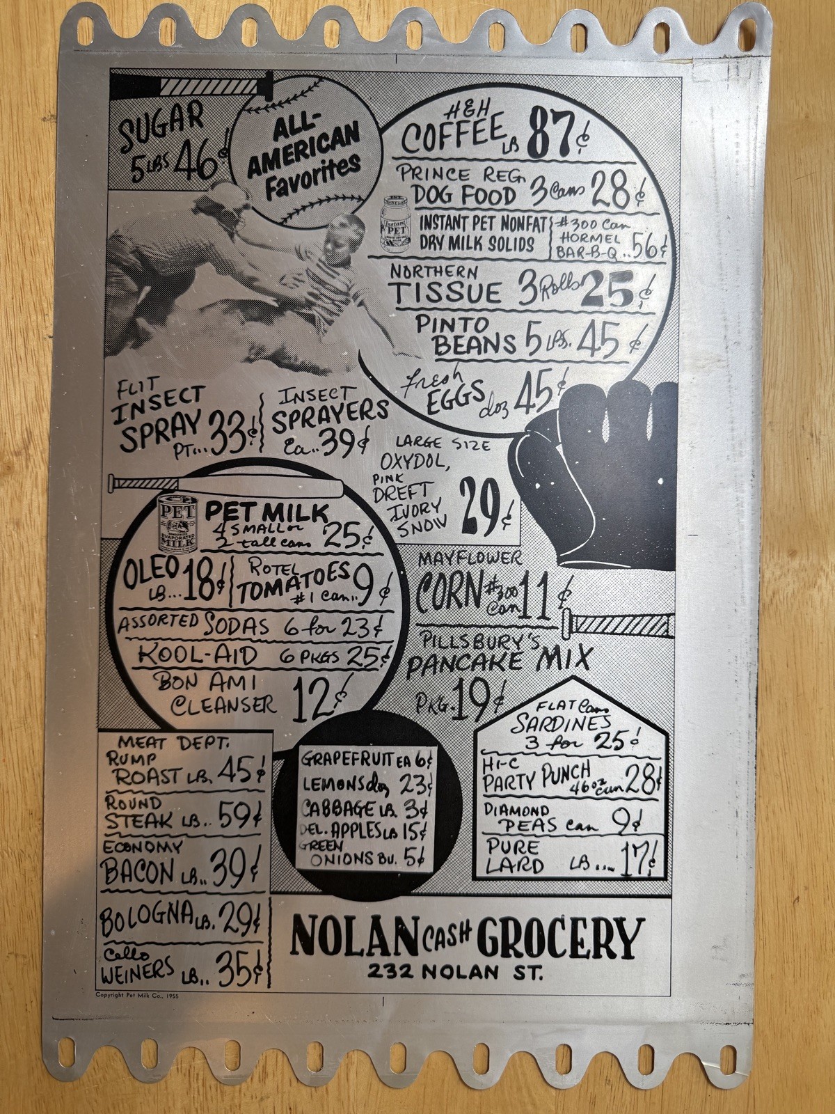 CLEARANCE Vintage 1956 Aluminum Printing Plate for Grocery Store Circulars