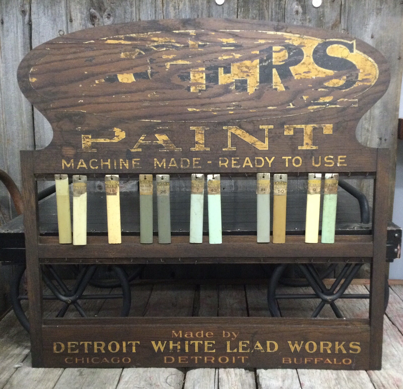 Early 1900’s ROGERS PAINT General Store Paint Samples Display Advertising Sign