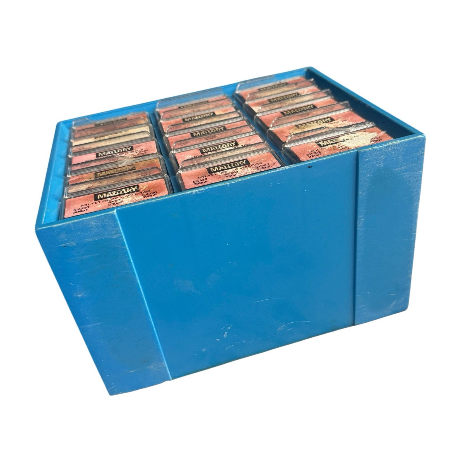Vtg Mallory Electrical Capacitor Blue Multi Drawer Storage Cabinet Drawers USED