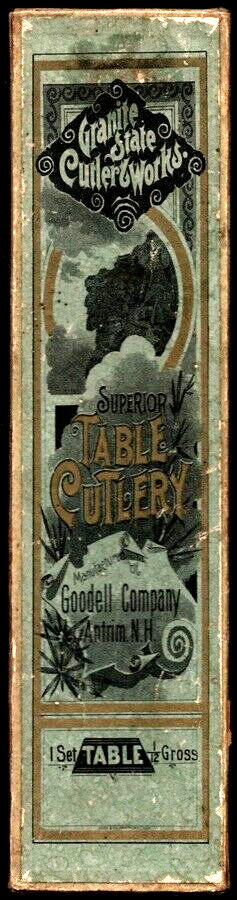 Antique Granite State Cutler Works Box, Superior Table Cutlery, 4 Knives 1889