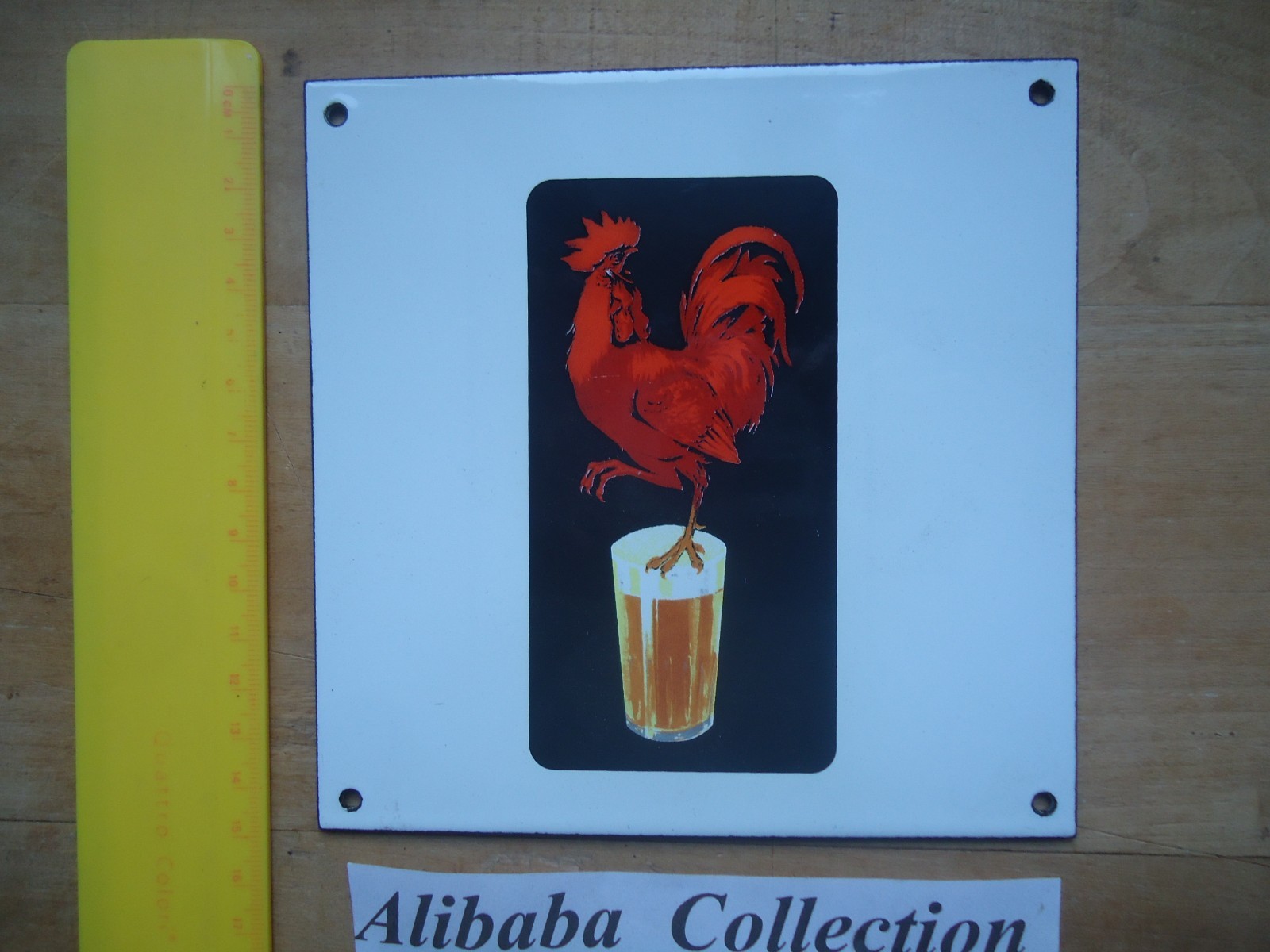 ENAMELED PLAQUE 15 cm * 15 cm Bere ST NICOLAS DE PORT ROOSTER BREWER a