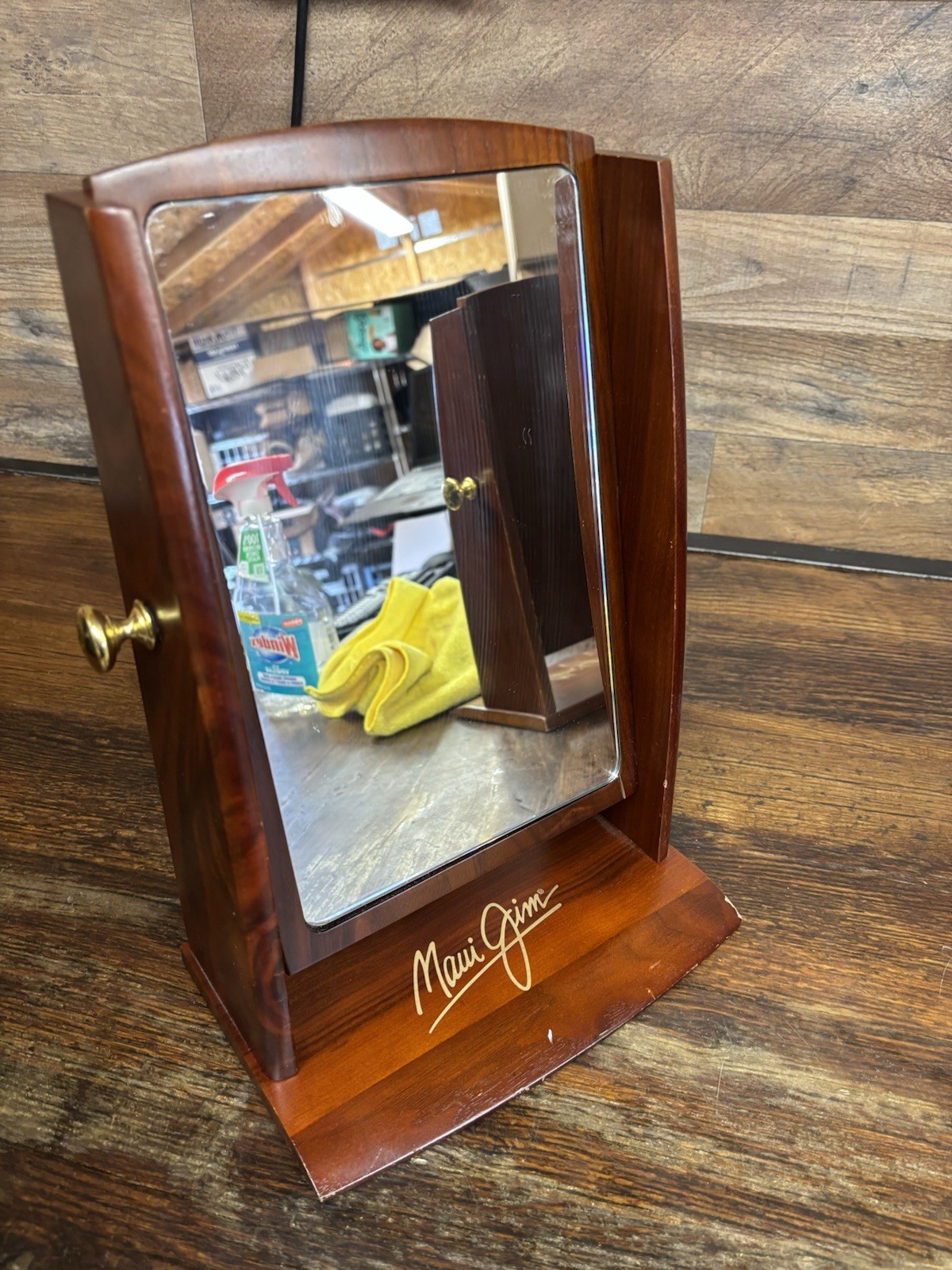 Maui Jim Countertop Wood Mirror Rare Store Marketing 14″ tall