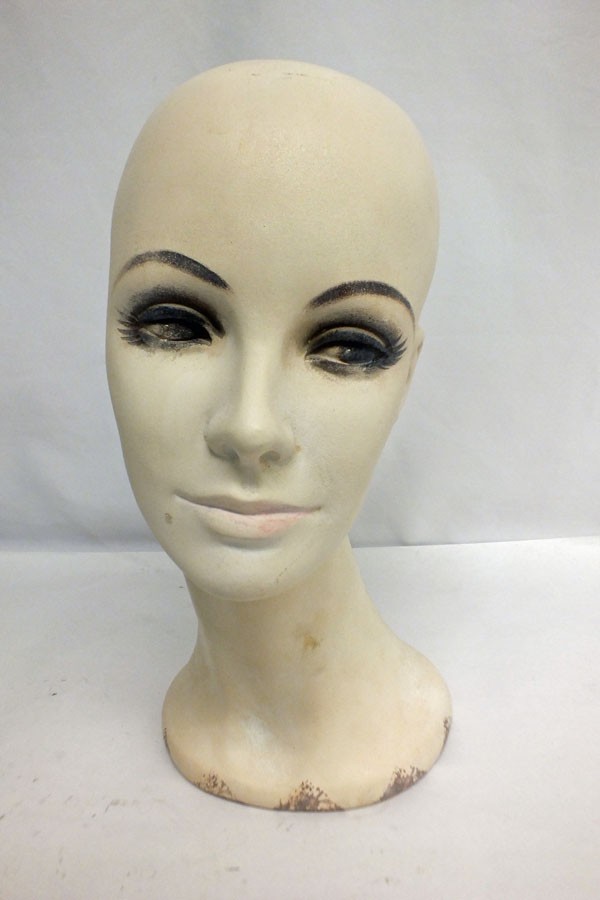 Vintage 1970s Hat Wig Stand Head Store DIsplay Long Neck Ceramic Mannequin