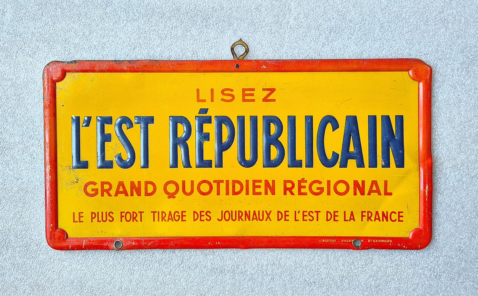 RARE Lithographed Sheet Journal L’est Républicain – 30x15cm – No Enamel Plate