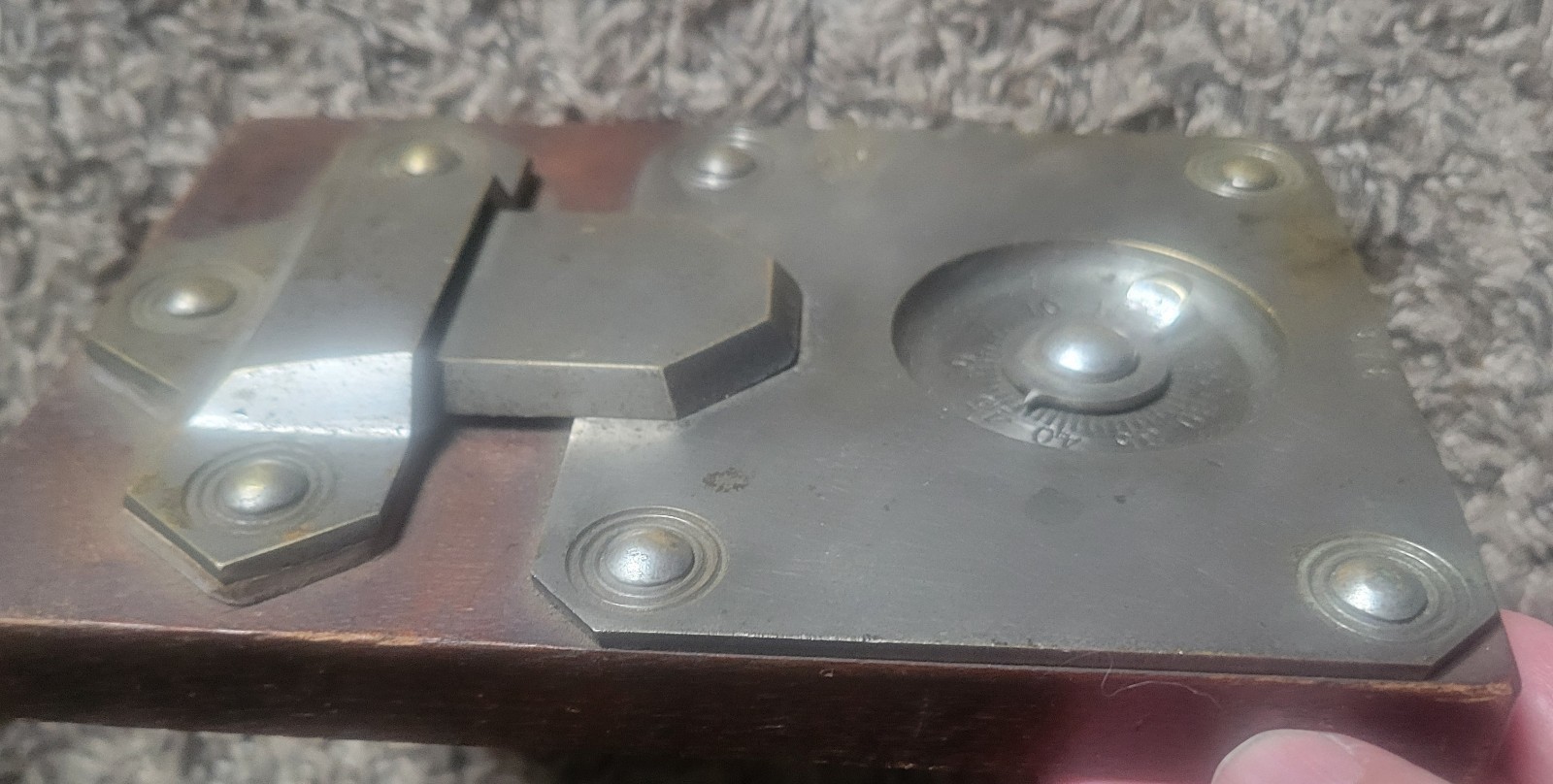 Antique General Store 1877 Trunk Combo Lock Display Salesman Sample Fox Patent