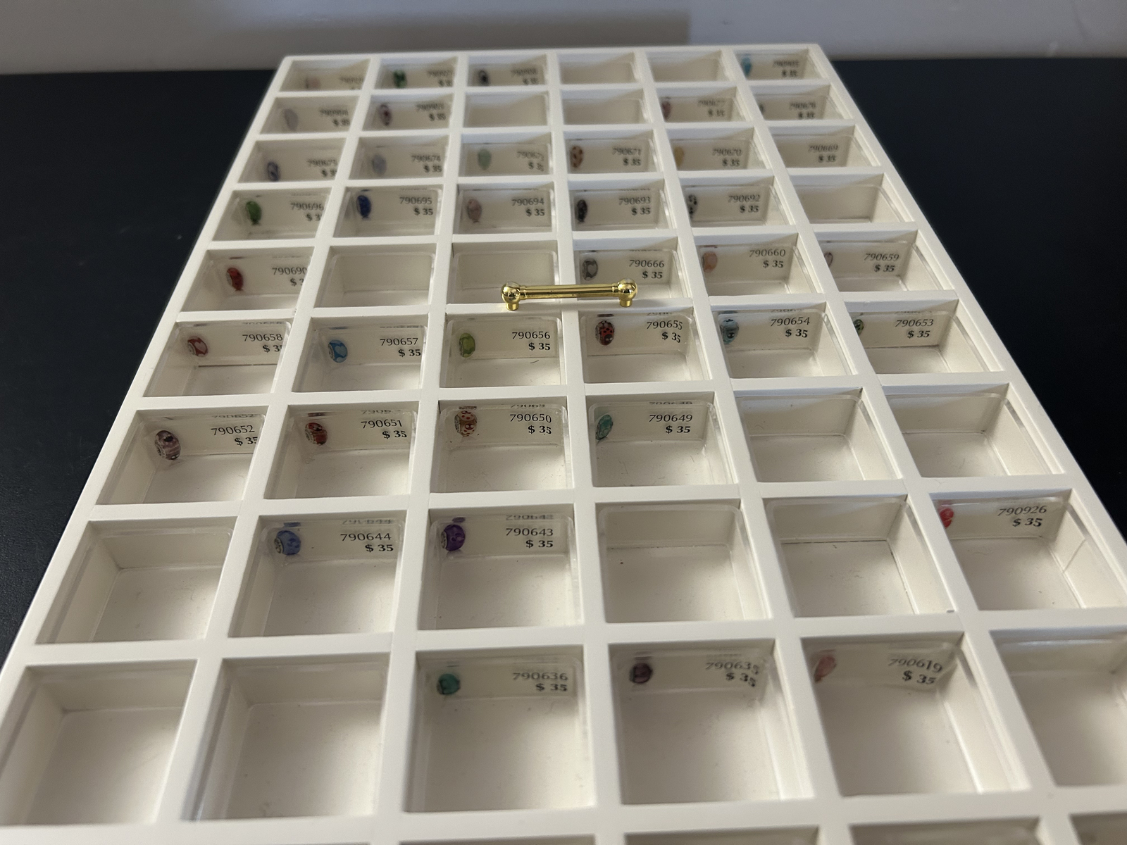 White Wooden Tray Display 60 Wells * for Gems, Rings & Charms* Pondora