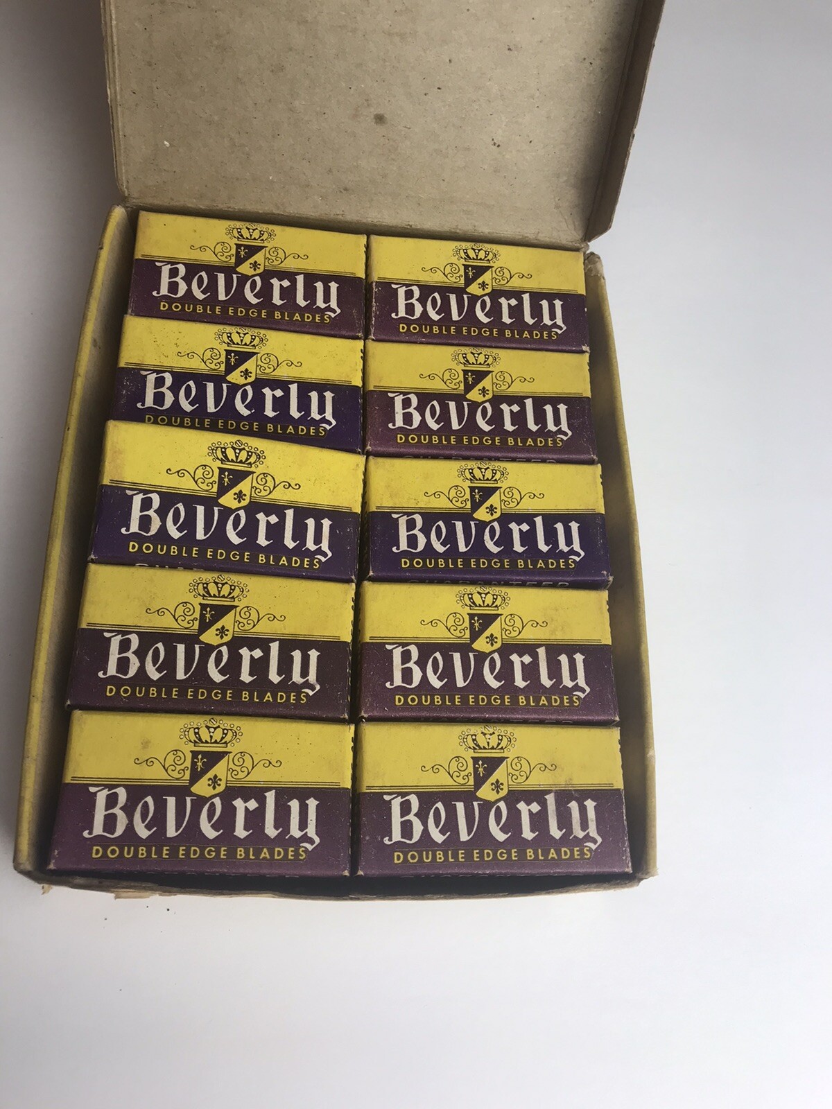 RARE VINTAGE BEVERLY ELIZABETH N.J. RAZOR BLADE COUNTER DISPLAY 20 PACKS IN BOX