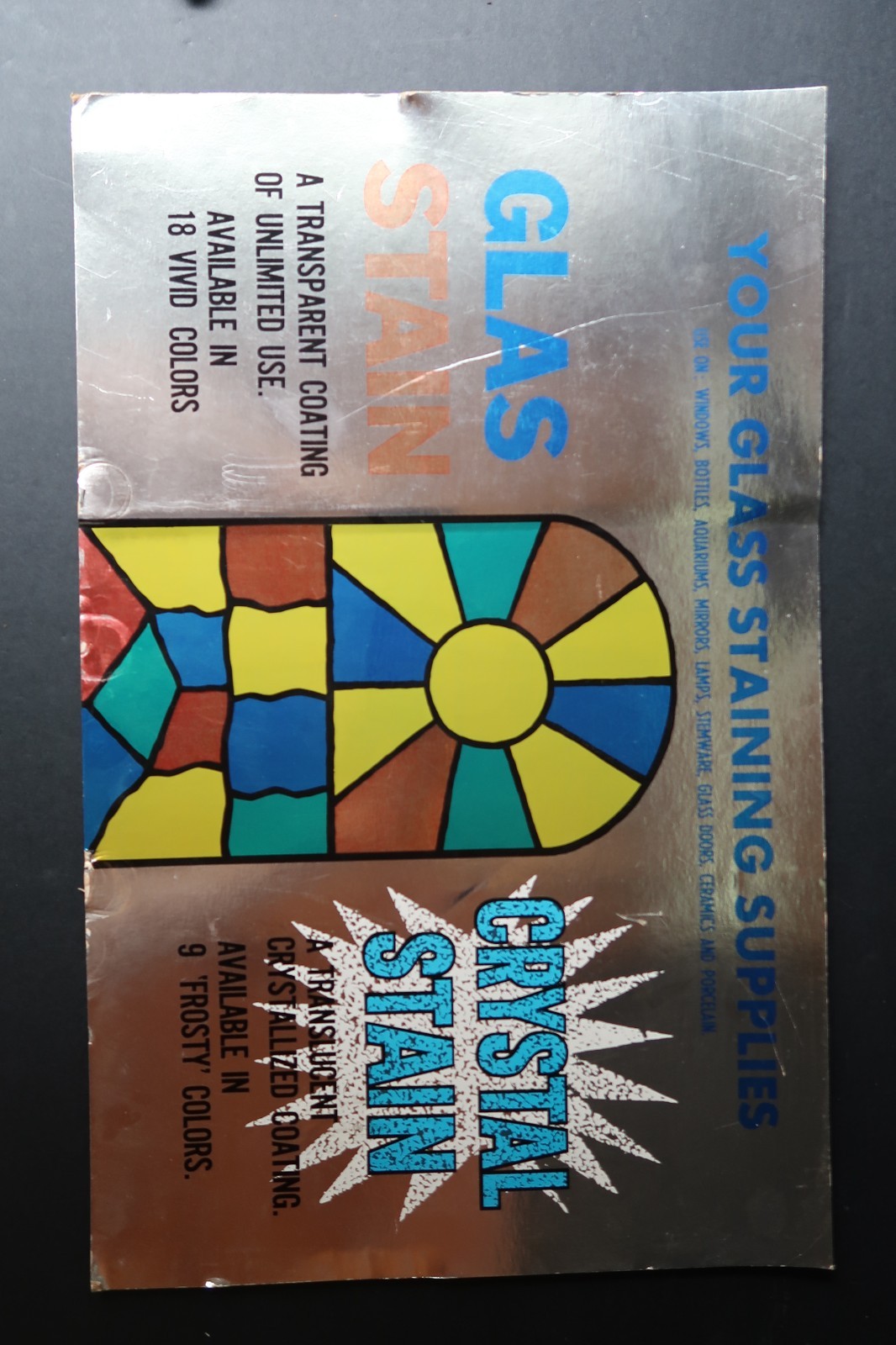 Glas Crystal Stain Store Display Hobby Shop Advertising Man Cave She Shed