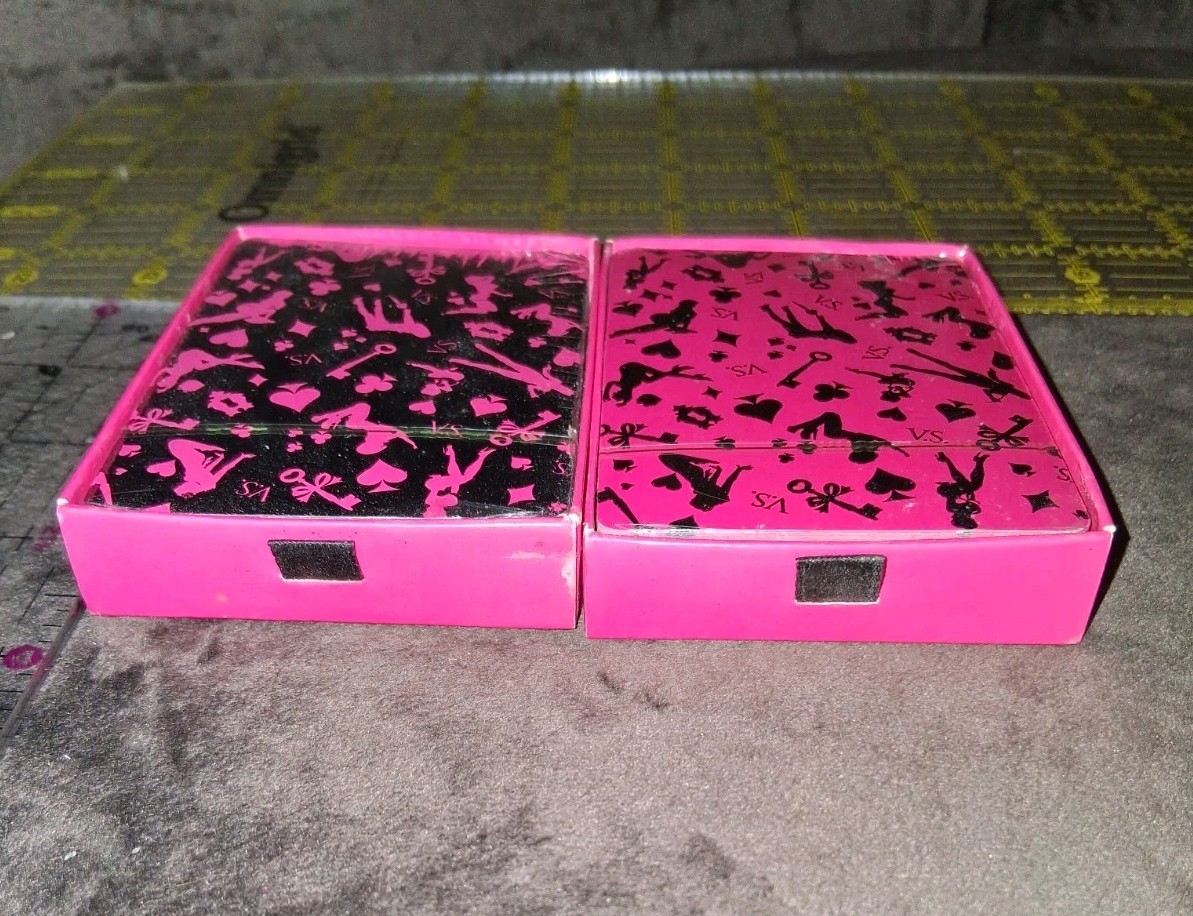 X2 Lot Of Victoria Secret playing cards prop display Pink And Black Pack VS