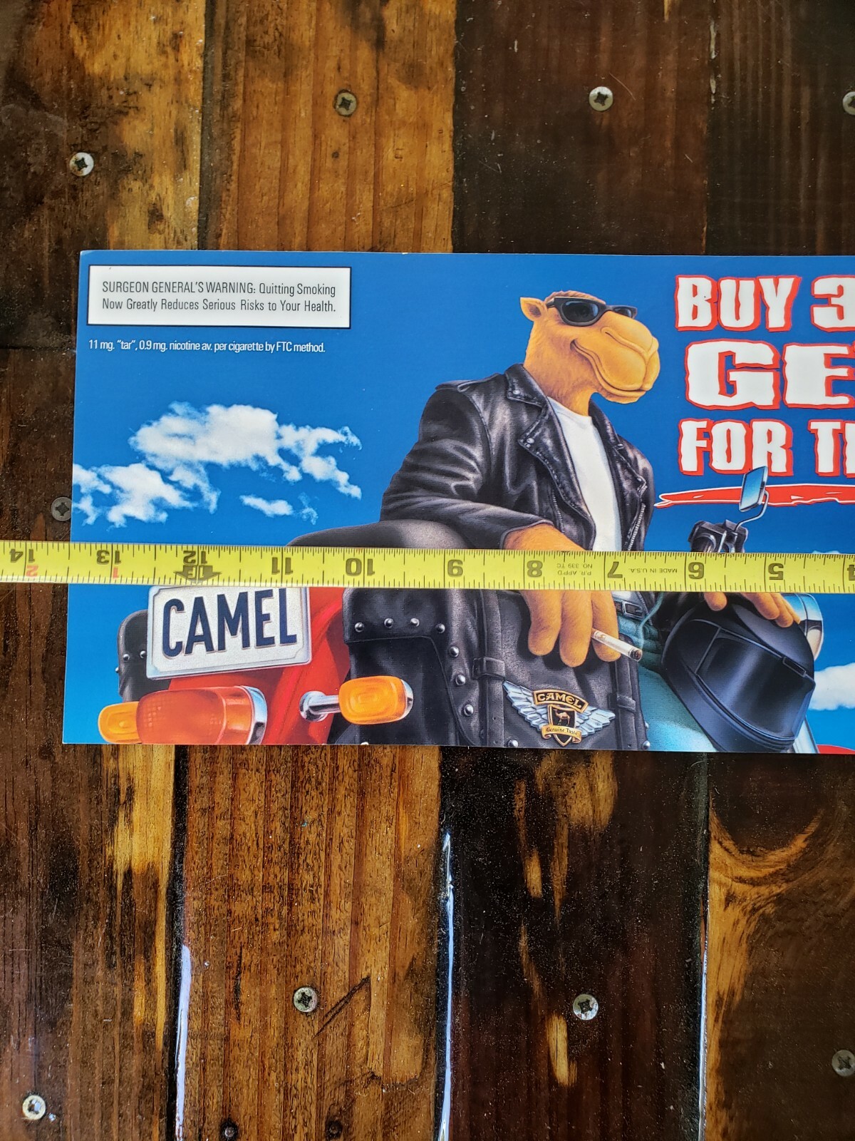 7 Joe Camel Motorcycle Store Display Sign Cigarette Tobacco 96 Advertising