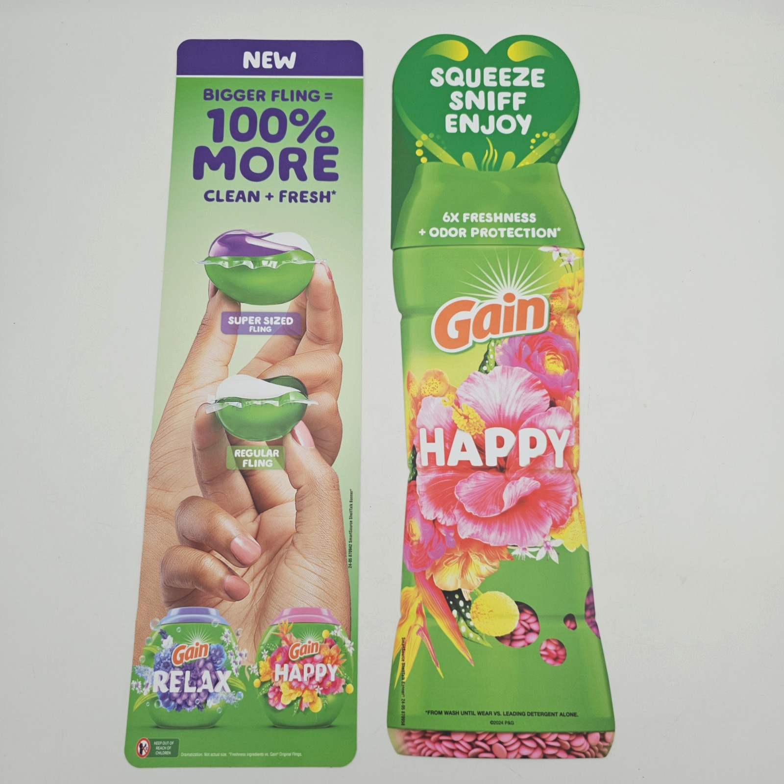 2x Gain Detergent Advertising Shelf Talk Banners Grocery Store Display Sign P&G