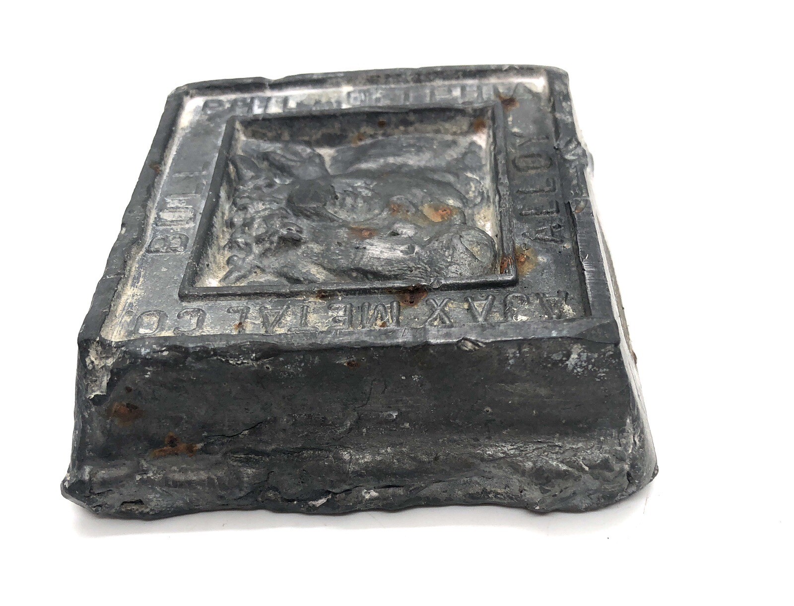 AJAX METAL Co BULL ALLOY PHILADELPHIA Old Advertising Paperweight Store Display