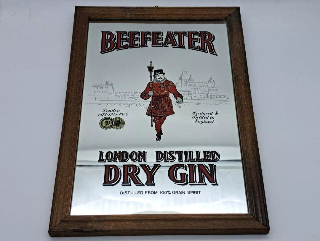 MIRROR FRAME-BEEFEATER LONDON DISTILLED GIN-MIRROR PAINTING PICTURES-VINTAGE