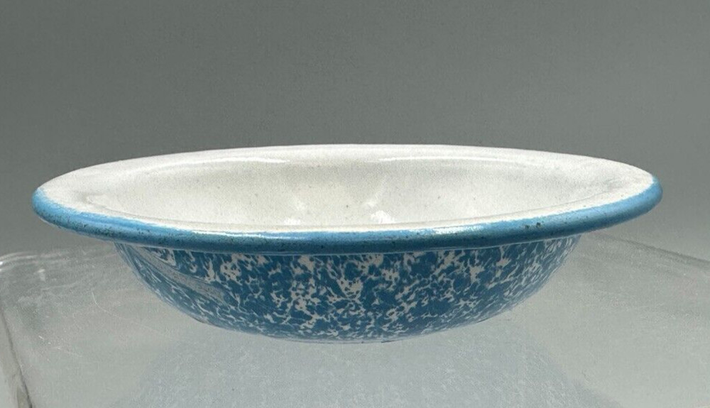 Antique SALESMAN SAMPLE Lava Volcanic ENAMEL WARE Graniteware Advertising Bowl