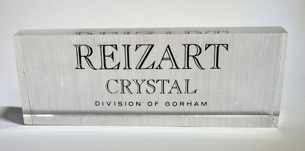 Reizart Crystal, Division of Gorham, Acrylic Dealer or Store Display Sign