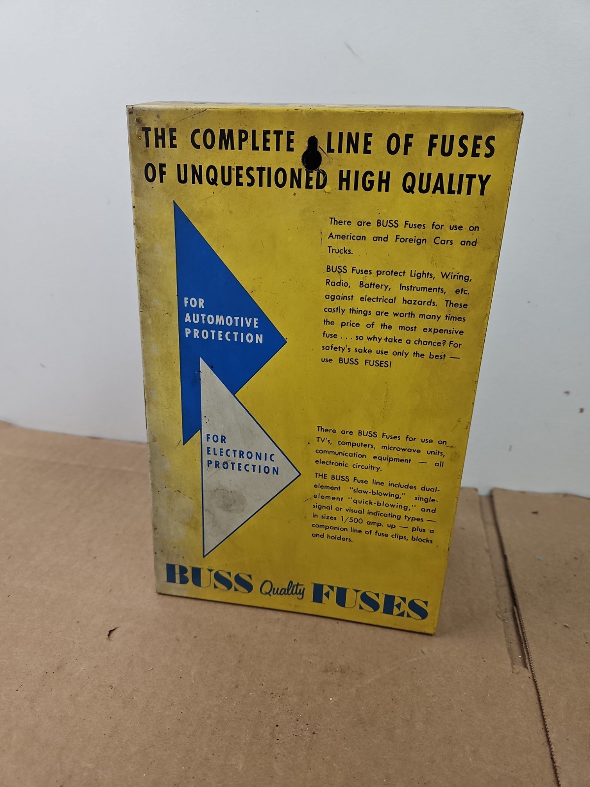 Vintage Buss Glass Fuses Metal Counter Display