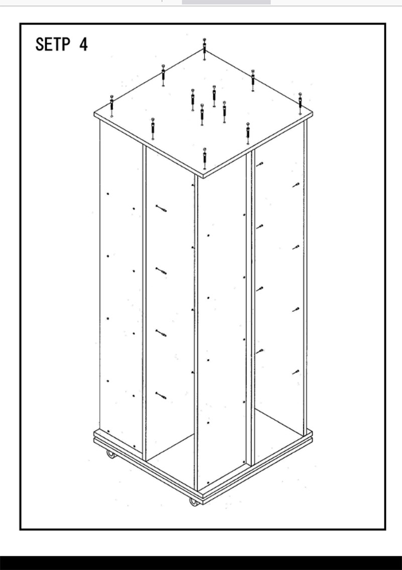 24″W x 24″D x 63″H Revolving T-Shirt Display with Casters – White