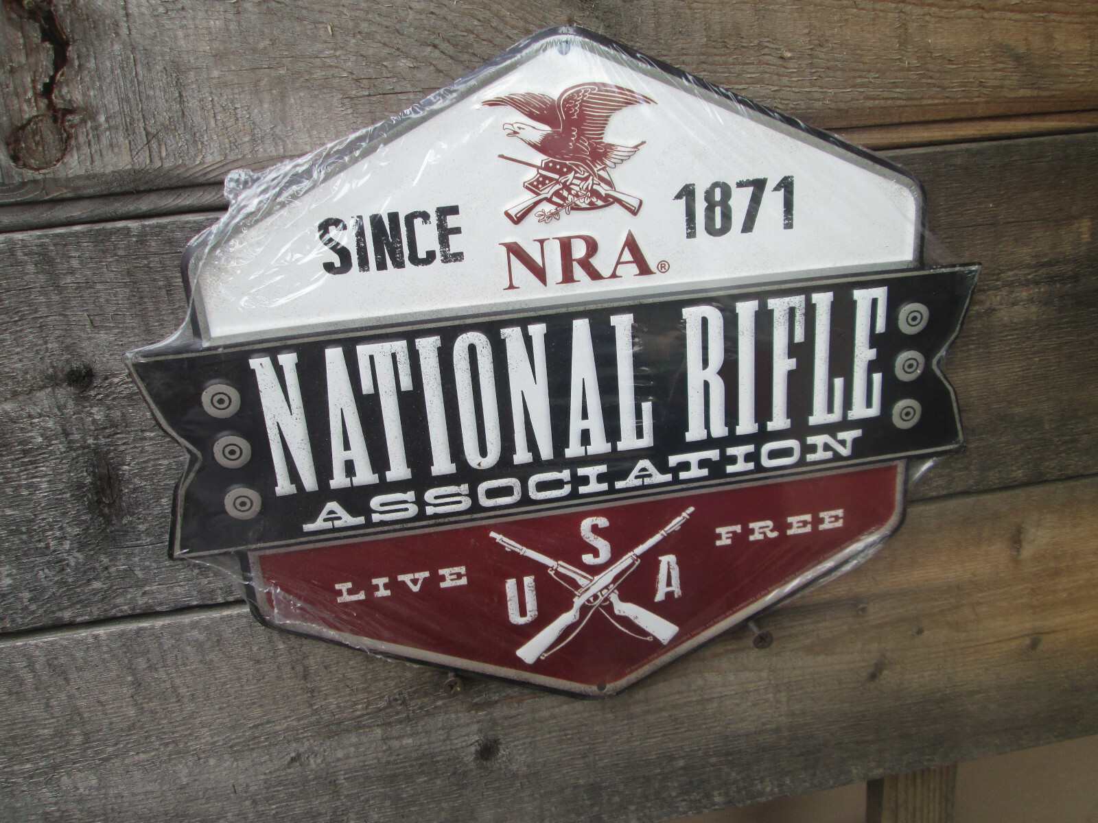 NRA LIVE FREE SINCE 1871 NATIONAL RIFLE EMBOSSED RAISED METAL SIGN Gun USA