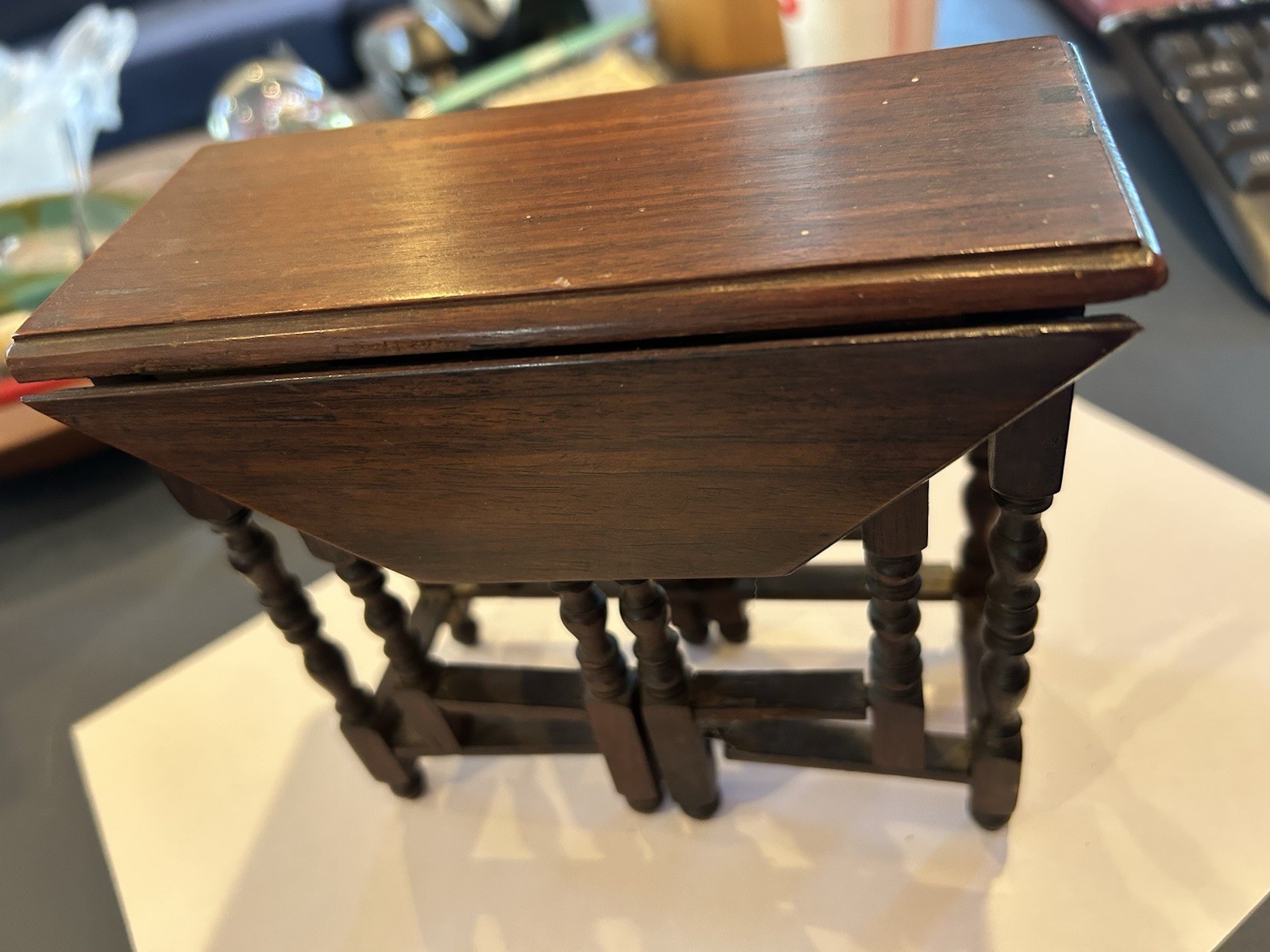 Antique Salesman Sample 1910 Solid Wood Drop Leaf Table