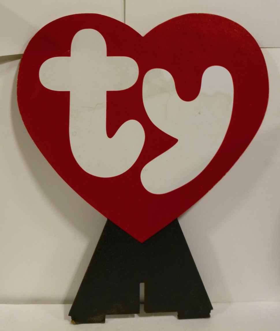 RARE TY BEANIE BABIES LARGE HEART SHAPED STORE DISPLAY SIGN 18.5″ TALL
