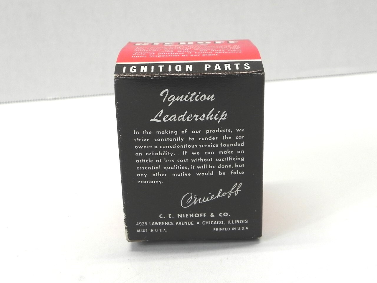 VINTAGE NIEHOFF IGNITION PARTS DISPLAY BOX *BOX ONLY #1120 2.75″x2.25″x2.25″ NEW
