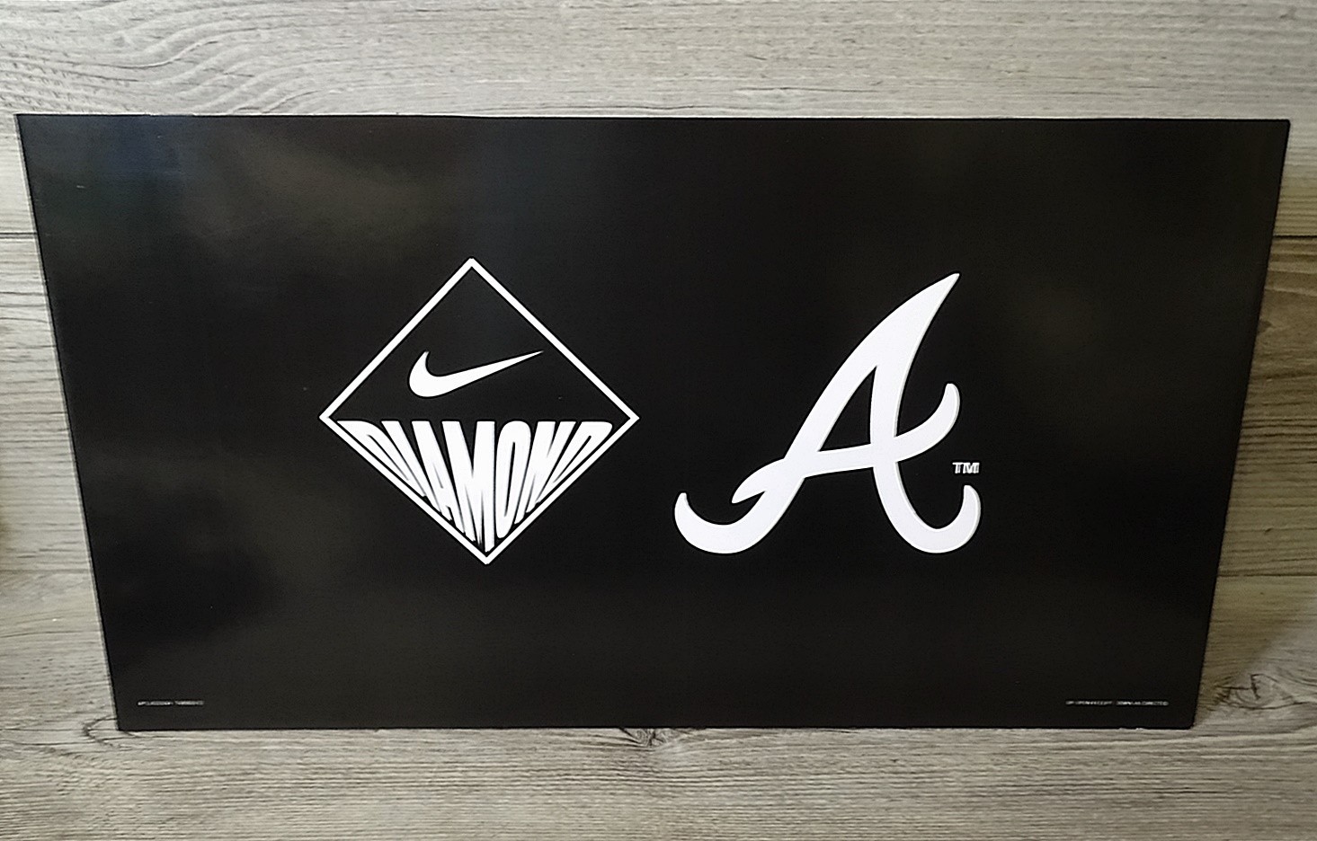 NIKE ATLANTA BRAVES Black Diamond Store Display Promo Marquee Sign 20″ X 11″
