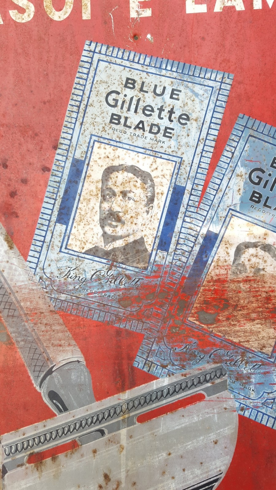targa insegna pubblicitaria latta gillette 1950 metalgraf pubblicità vintage