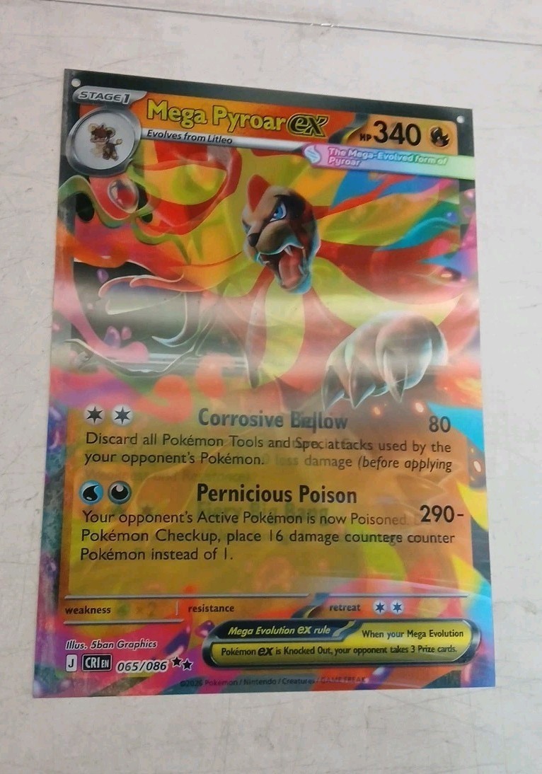Pokemon Mega Pyroar Dragalge Ex Lenticular Chaos Rising Promo Jumbo Card
