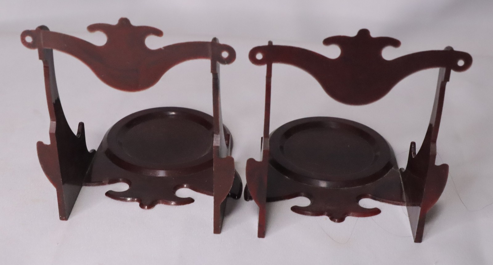 Vintage Set of 2 Brown Celluloid Cup & Saucer Display Stands