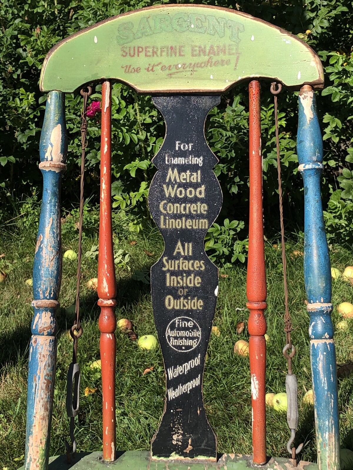 Rare Wonderful Turn Of The Century Seldom Seen Enamel Paint Advertising Chair