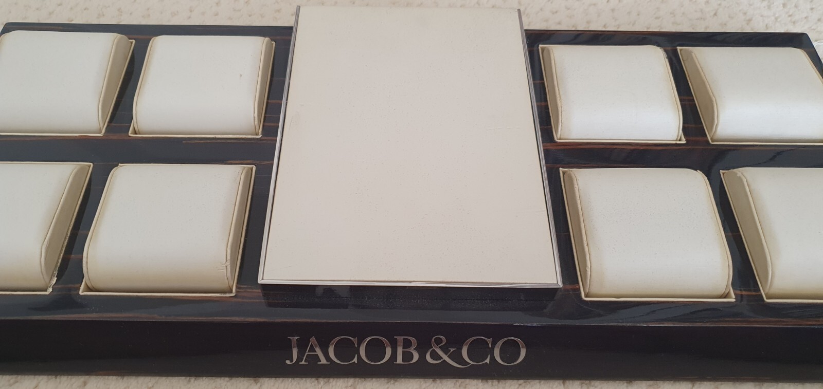 RARE JACOB & CO BOUTIQUE 8 WATCH HOLDER DEALER DISPLAY WOOD LUXURY STORAGE TRAY!
