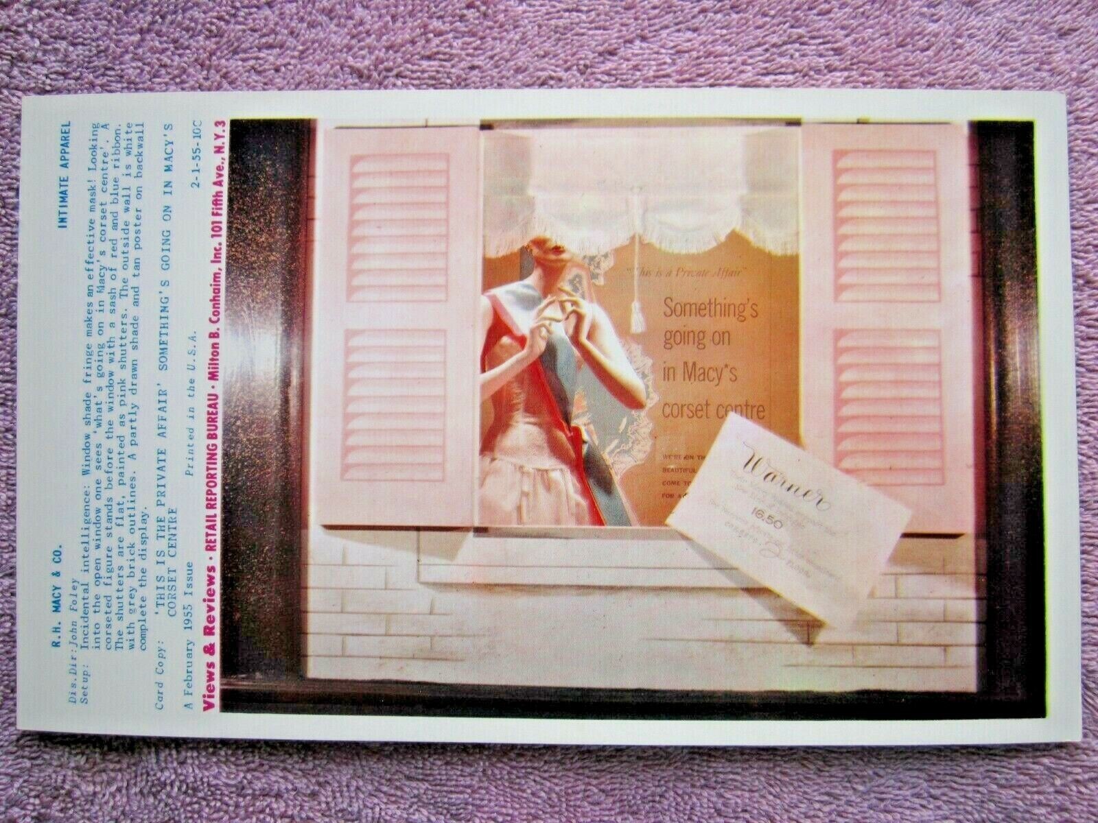 1955 R.H. MACY & Co. STORE WINDOW DISPLAY INTIMATE APPAREL PHOTOGRAPH PRINT #293