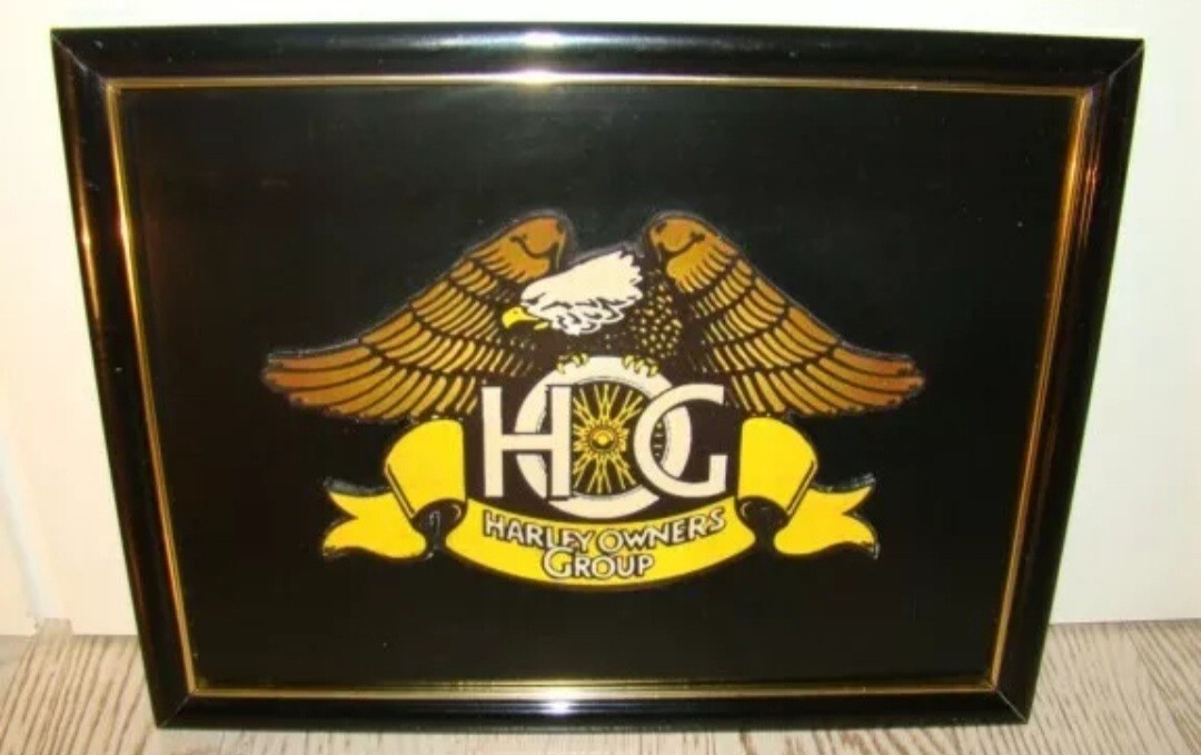 FRAME-HARLEY DAVIDSON OWNERS GROUP-MOTO-BIKERS-PICTURE-SIGN/SIGN-VINTAGE