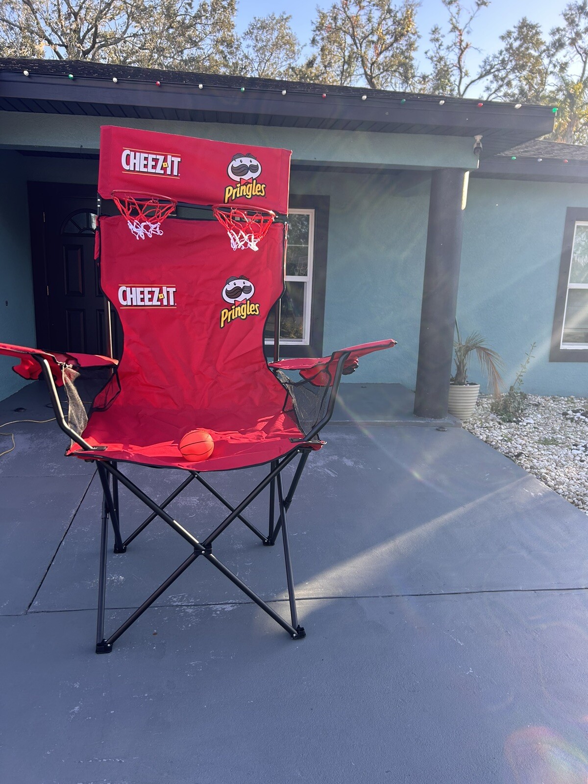 Rare Large KELLOGGS CHEESE IT 8FT TALL BASKET BALL And FOOTBALL folding Chair