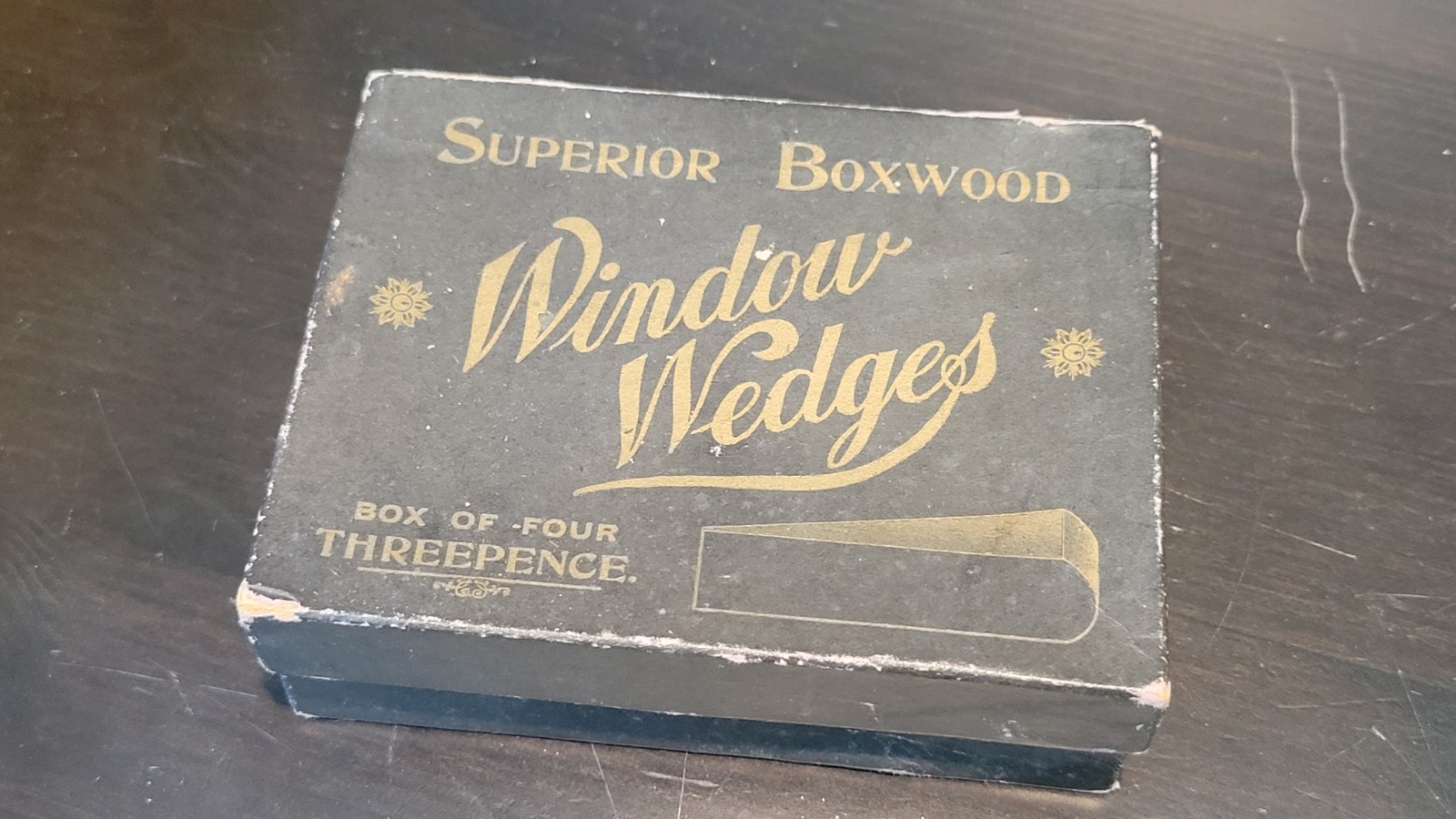 Vintage Cardboard Paper Box Antique Advertising Packaging Boxwood Window Wedges