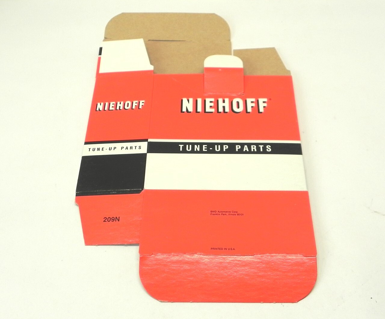 VINTAGE NIEHOFF TUNE-UP PARTS DISPLAY BOX *BOX ONLY* #209N 5.25″x2.50″x5.25″ NEW