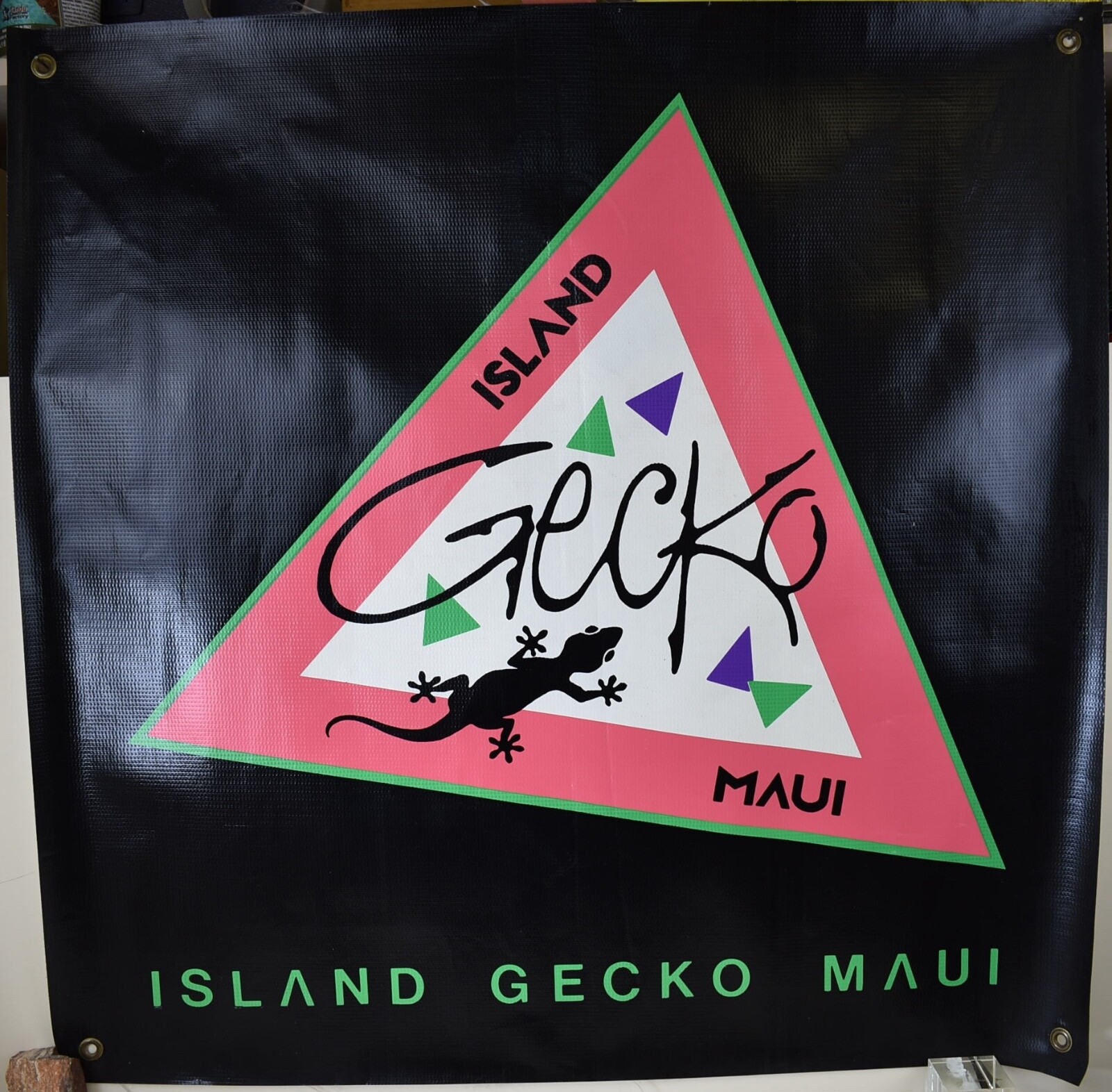 1980s ISLAND GECKO MAUI Beach Wear Retail Store Advert 30 x 30 Vinyl Banner RARE