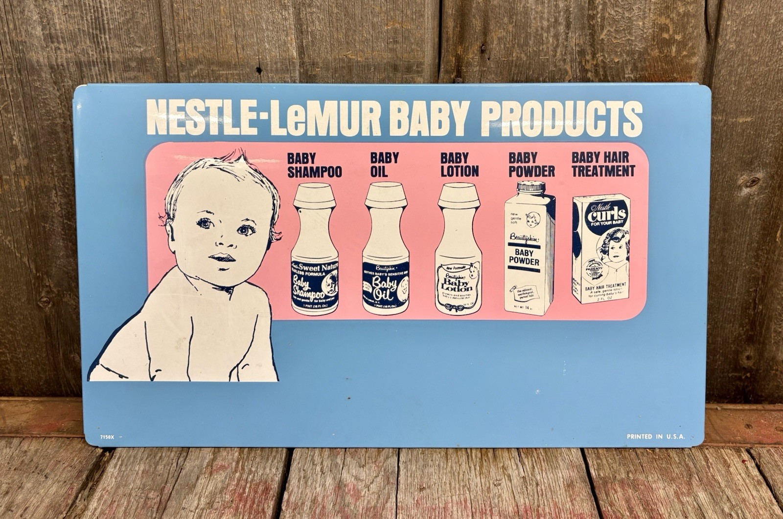 Vintage Nestle- Lemur Baby Products Grocery Drug Store Display Rack Sign 24x 14