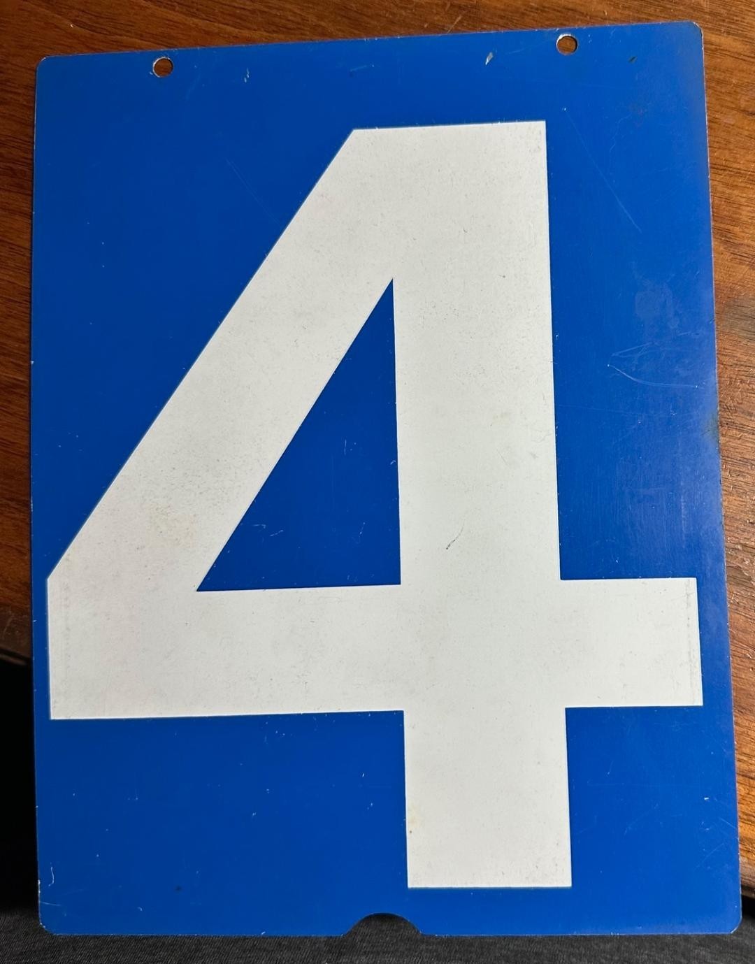 Vintage Double Sided Metal Number Hanging Sign Union Gas Station Auto 4 & 5