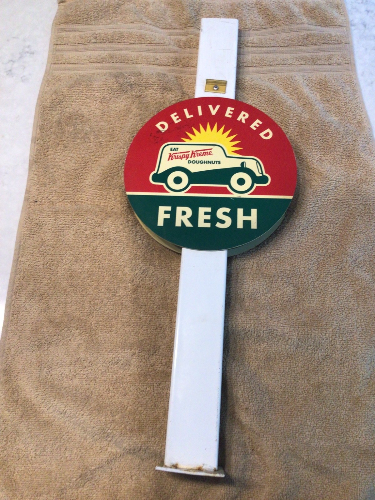 VINTAGE KRISPY KREME DONUT STORE DISPLAY DOUBLE SIDED SIGN ONLY NO DISPLAY