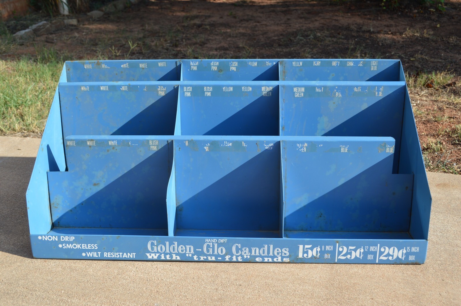Vintage Golden Glo Candles Metal Store Display Case Diamond Candle Co 15 25 cent