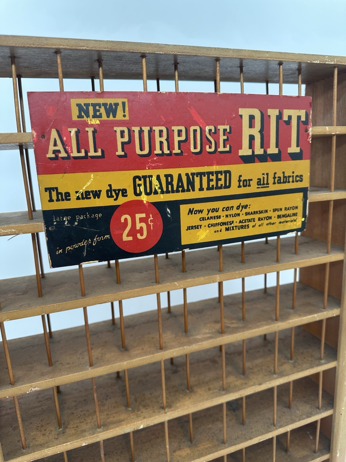 Antique Salvage Original Rit Dye Country Store Display Case 23” Tall 18” Wide