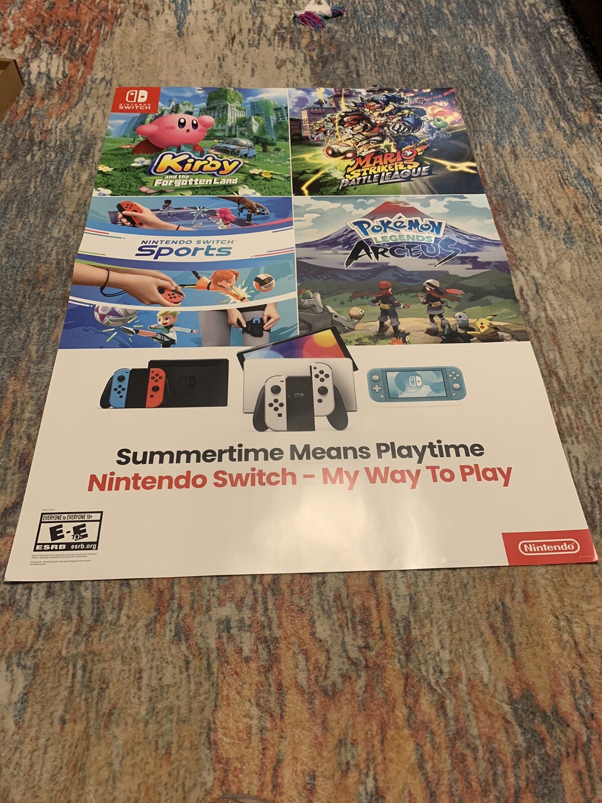 Nintendo Switch Kirby Mario Strikers Pokémon Arceus Game Store Display Poster Ad