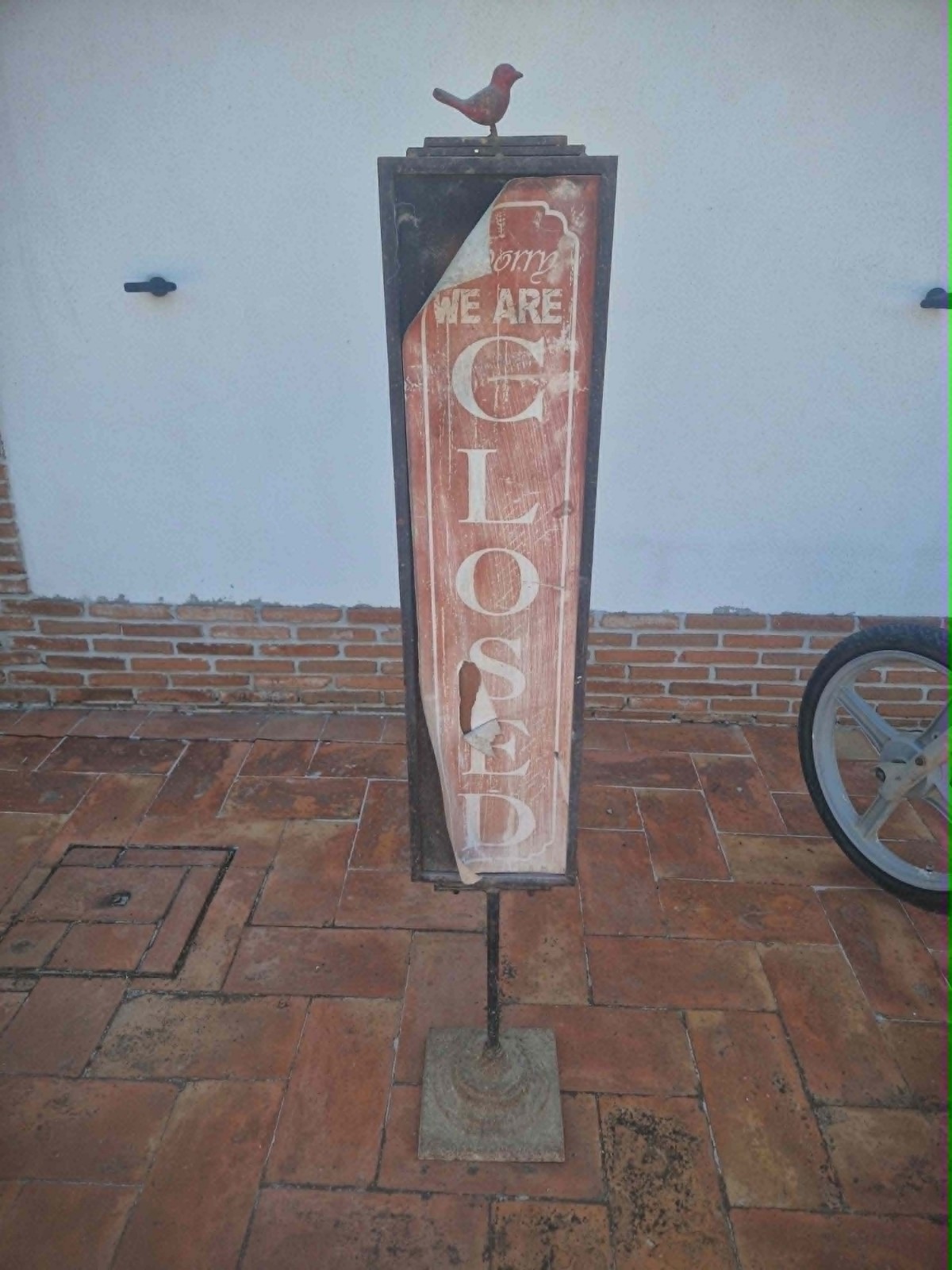 BIFACIAL SIGN, VINTAGE, ADVERTISING, IRON