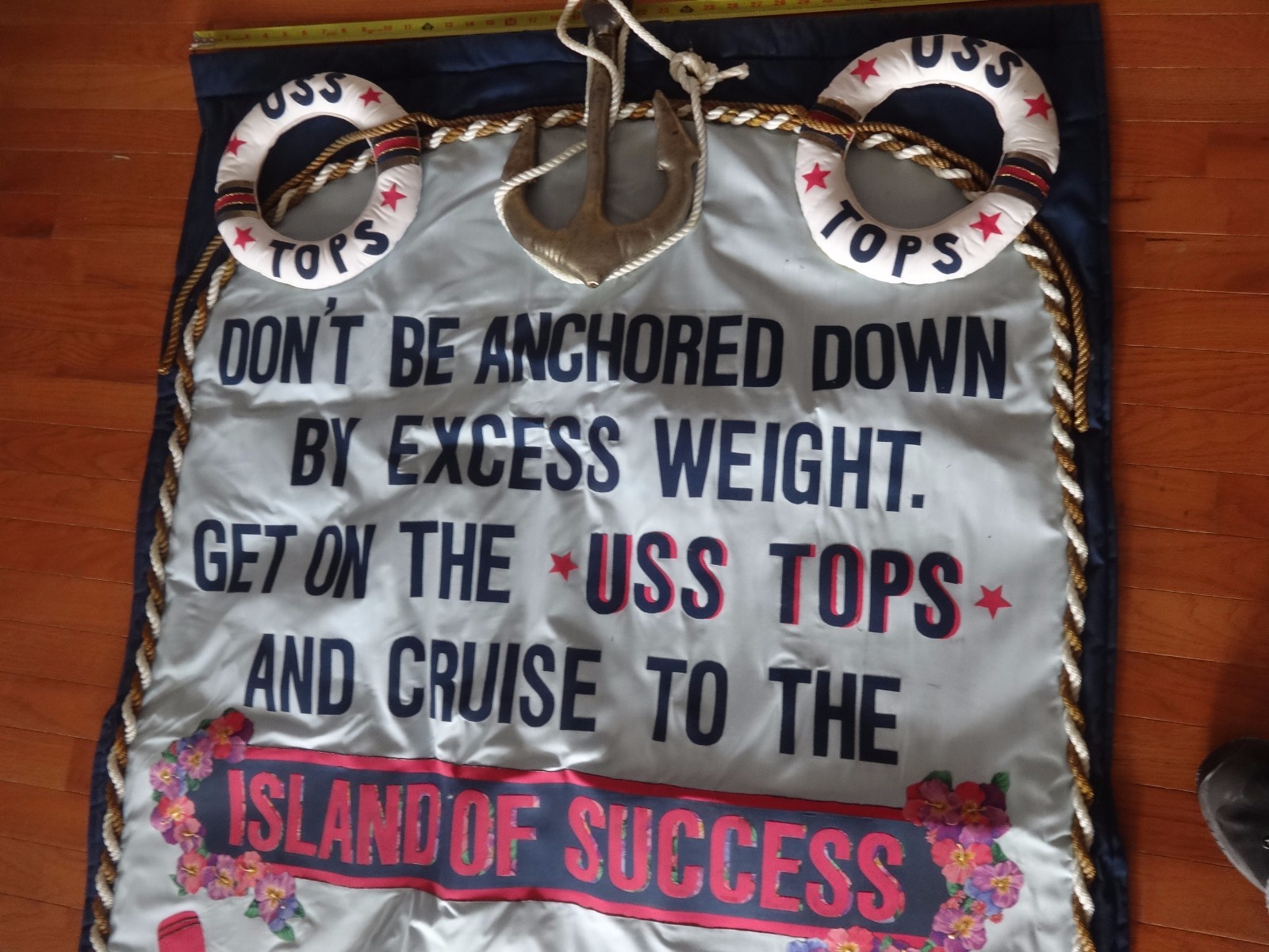 VTG 70’s TOPS KOPS Diet Club Weight Loss Cloth Banner Asheville NC Club 41X63