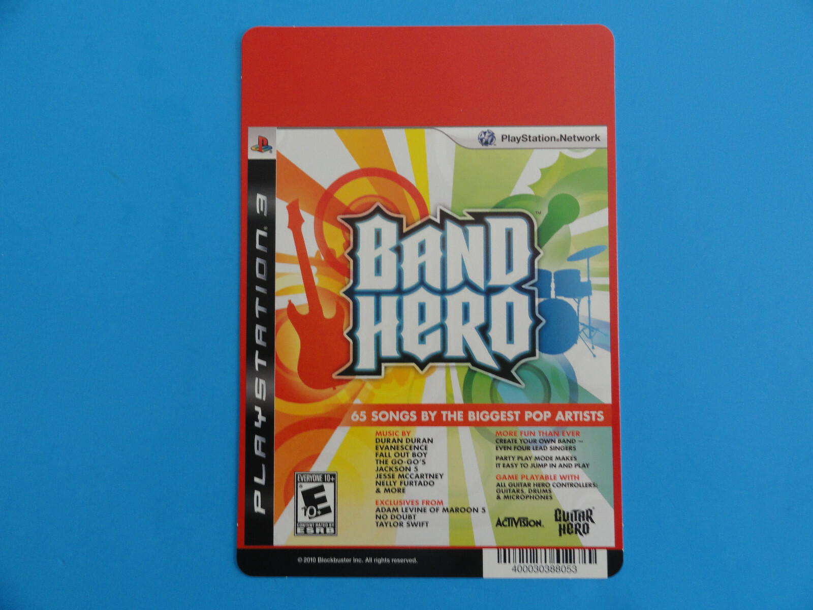 PLAYSTATION 3 BAND HERO BLOCKBUSTER VIDEO STORE SHELF BACKER CARD
