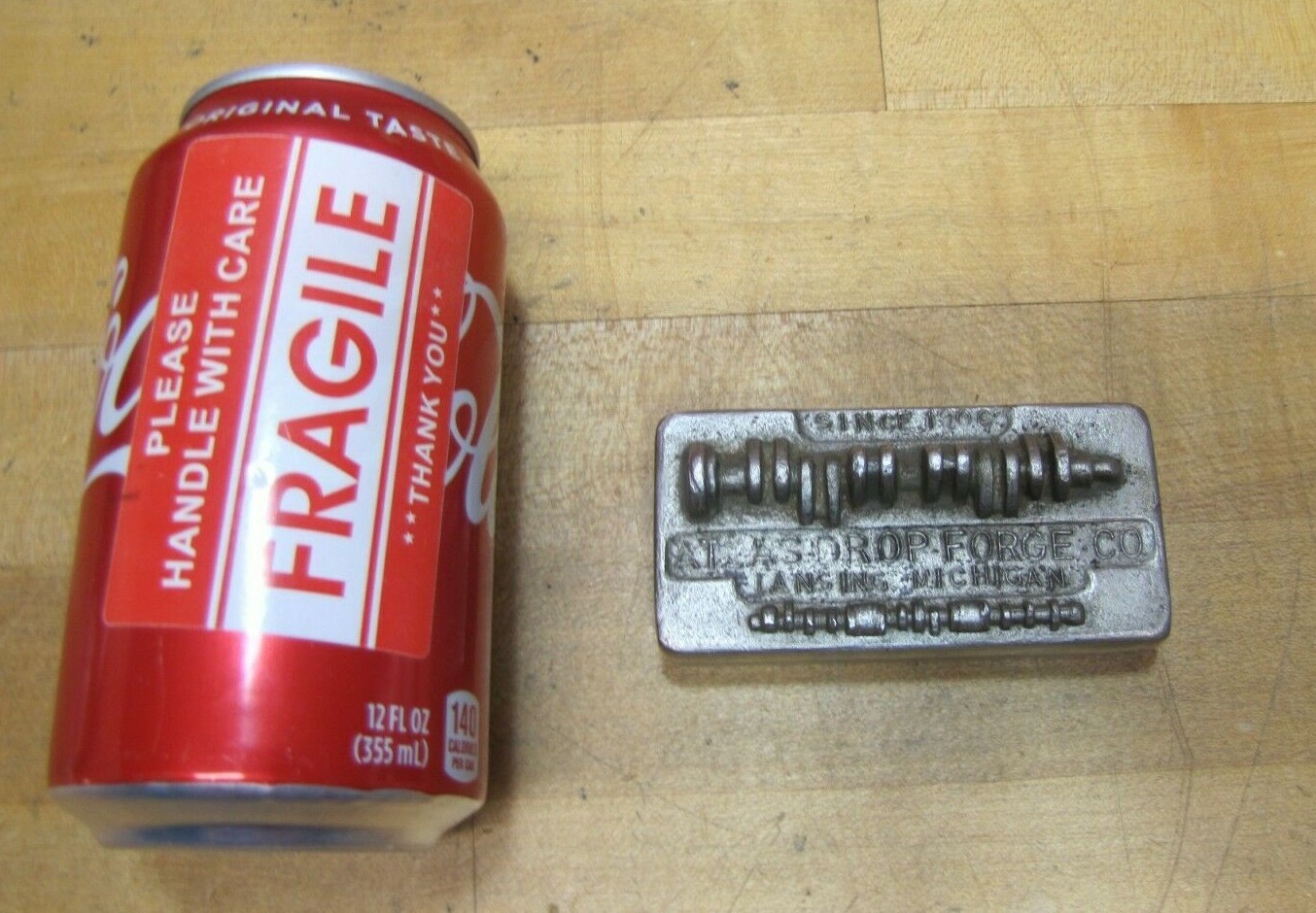 ATLAS DROP FORGE Co LANSING MICHIGAN Old Advertising Paperweight Crank Camshaft