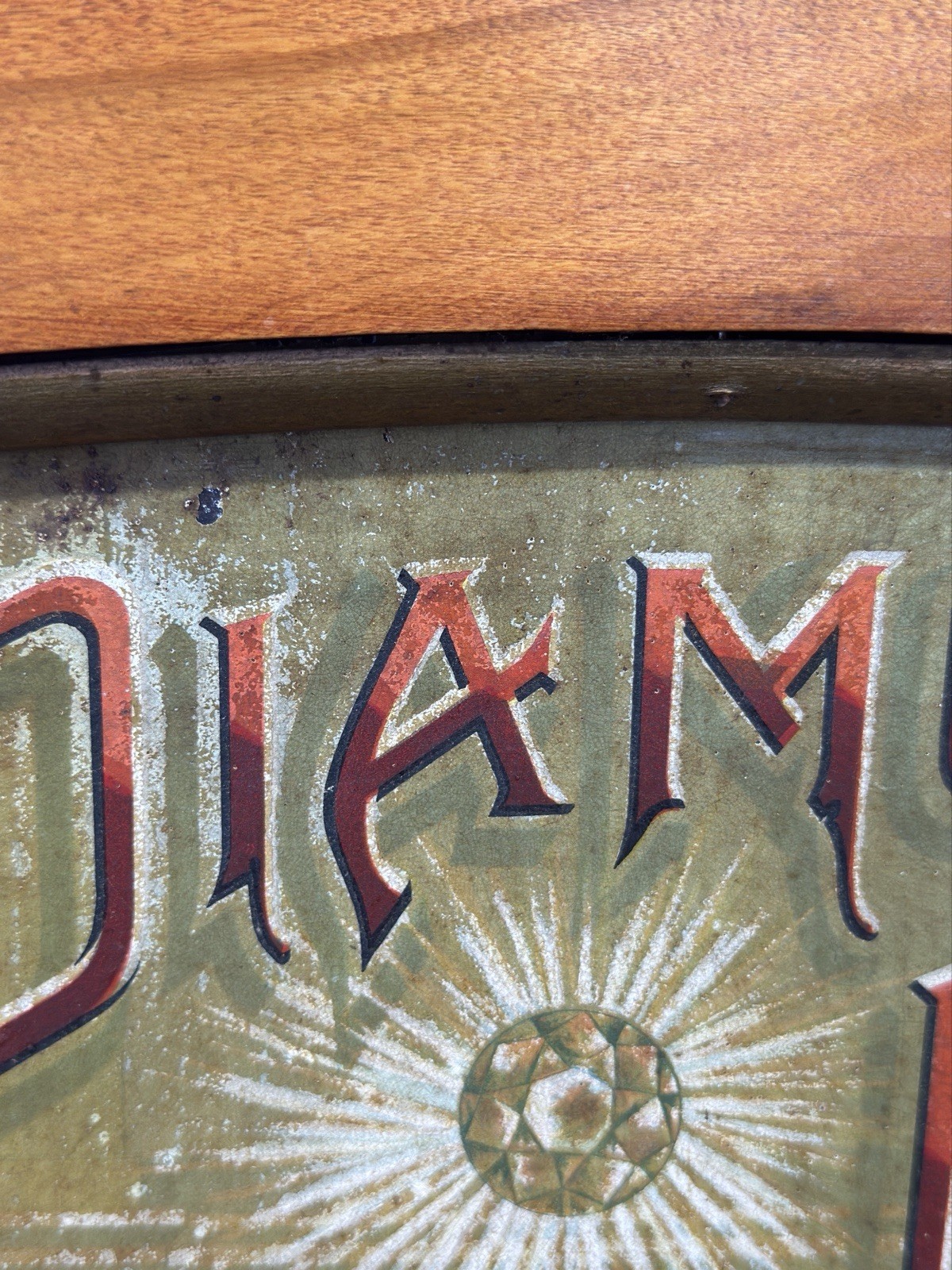 Diamond Dyes Display Cabinet – Antique Tin Litho country Store rare jester