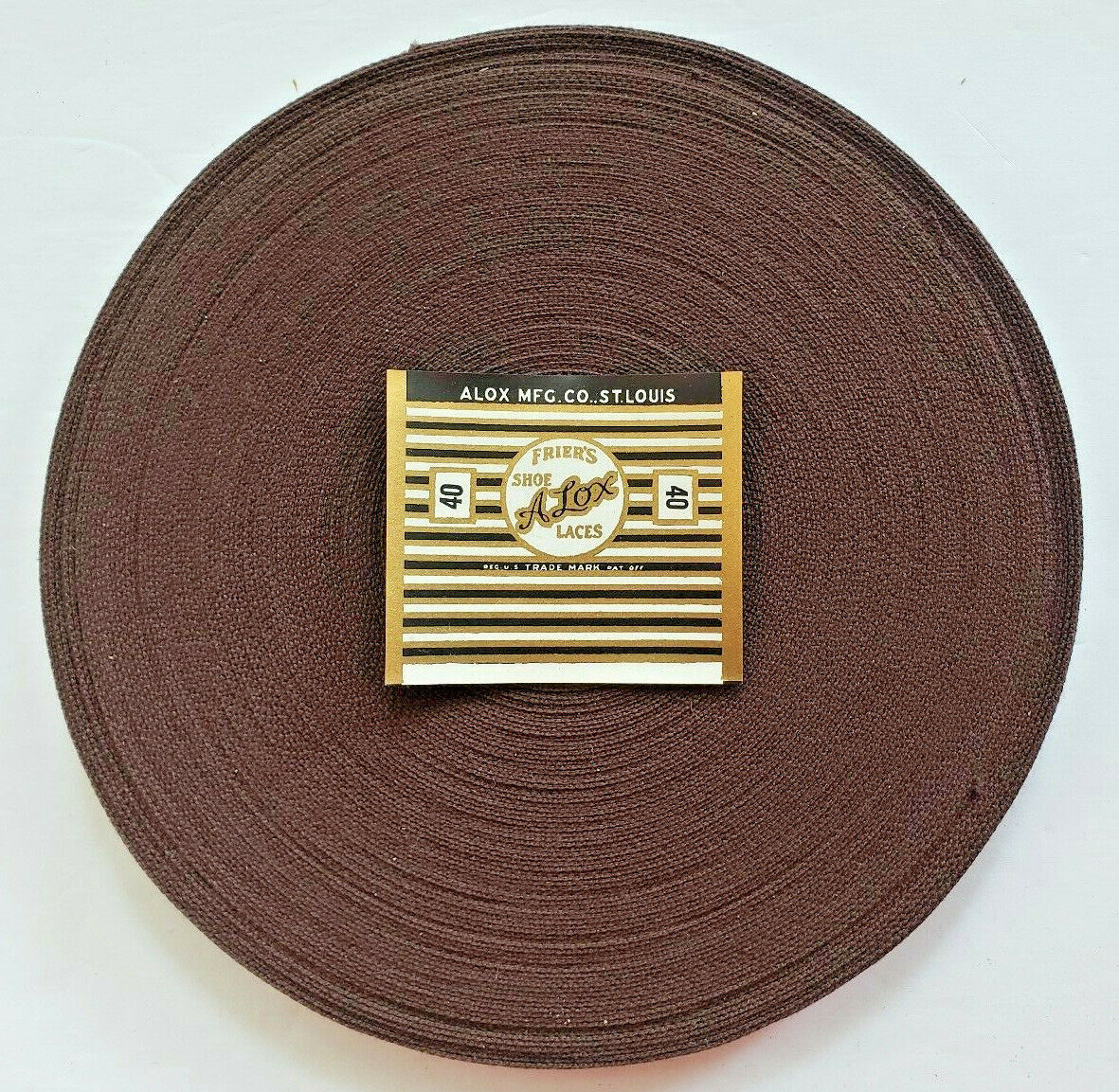 Vintage Alox Brown Shoe Lace Spool about 1940’s New Old Stock New